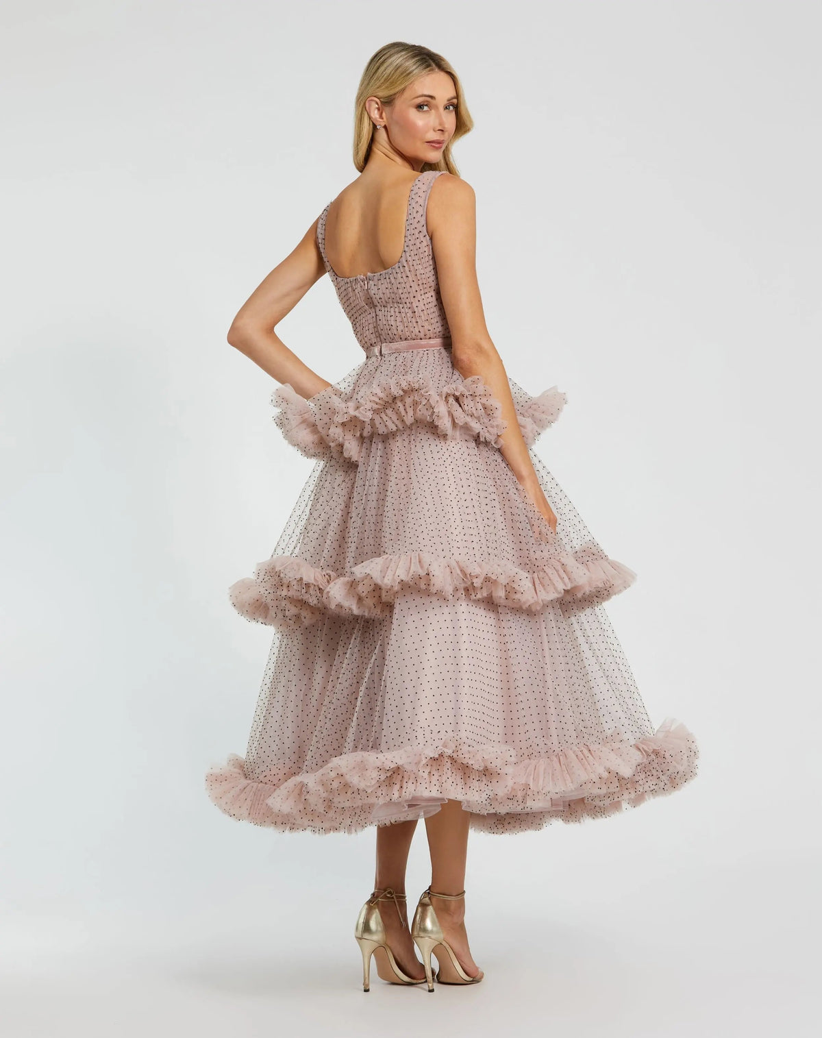 Women's Pink Dress Sleeveless - Pink Ruffle