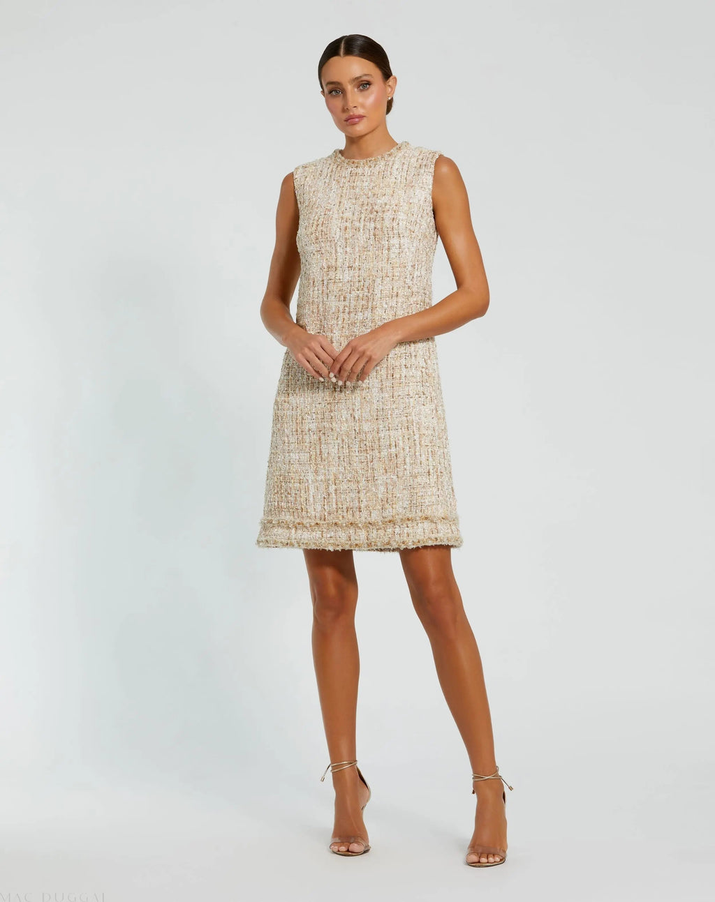 Women's Beige Mini Dress - Beige Sequin