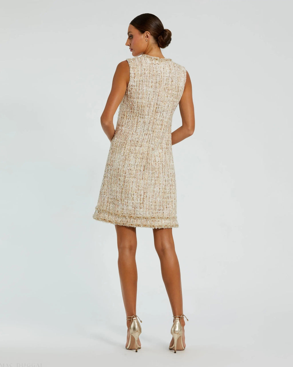 Women's Beige Mini Dress - Beige Sequin