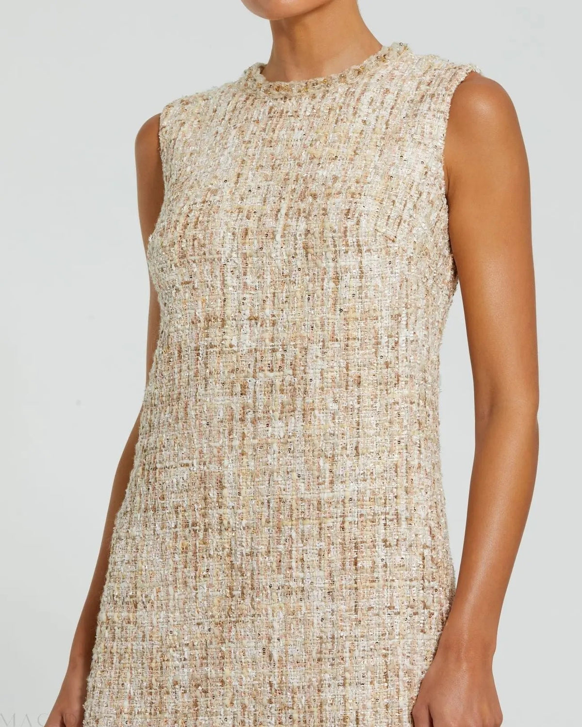 Women's Beige Mini Dress - Beige Sequin