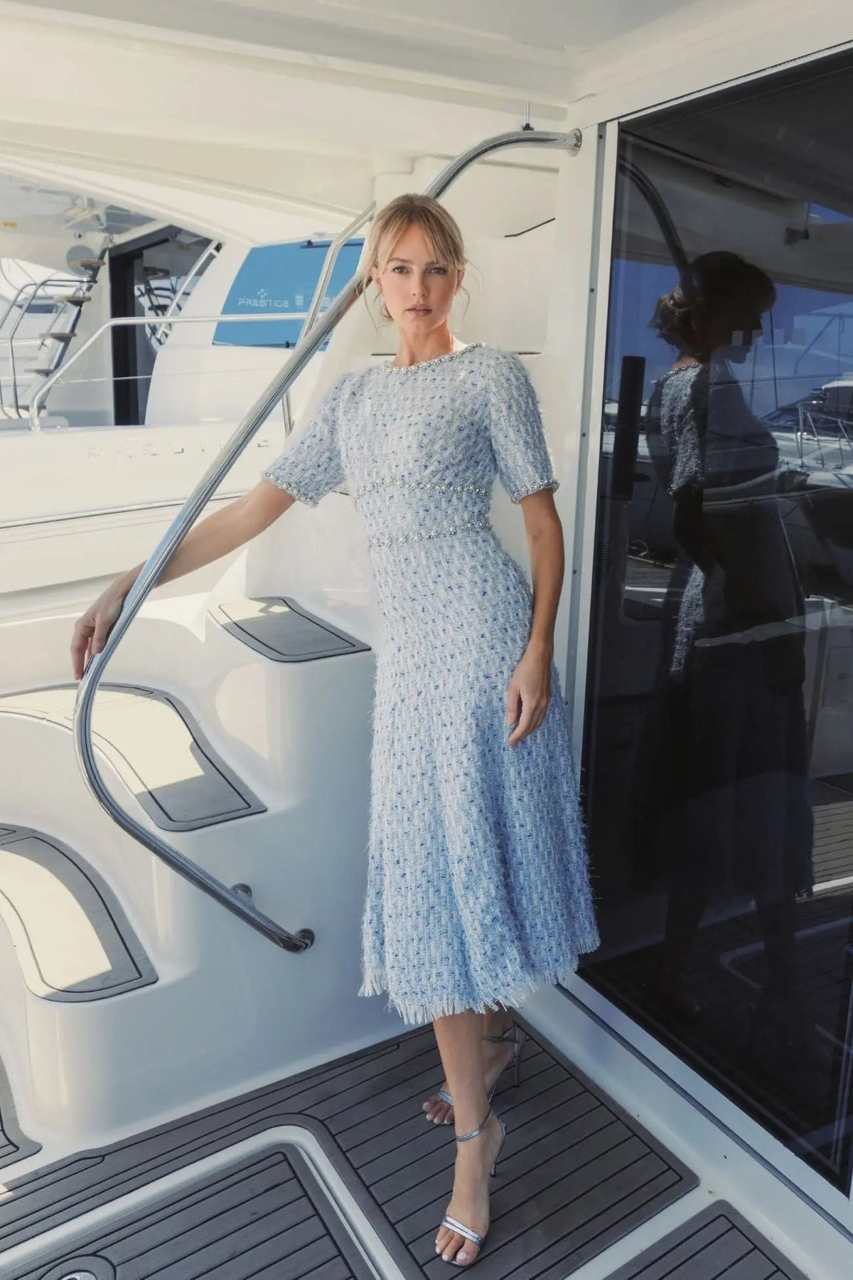 Women's Blue Midi Dress - Blue