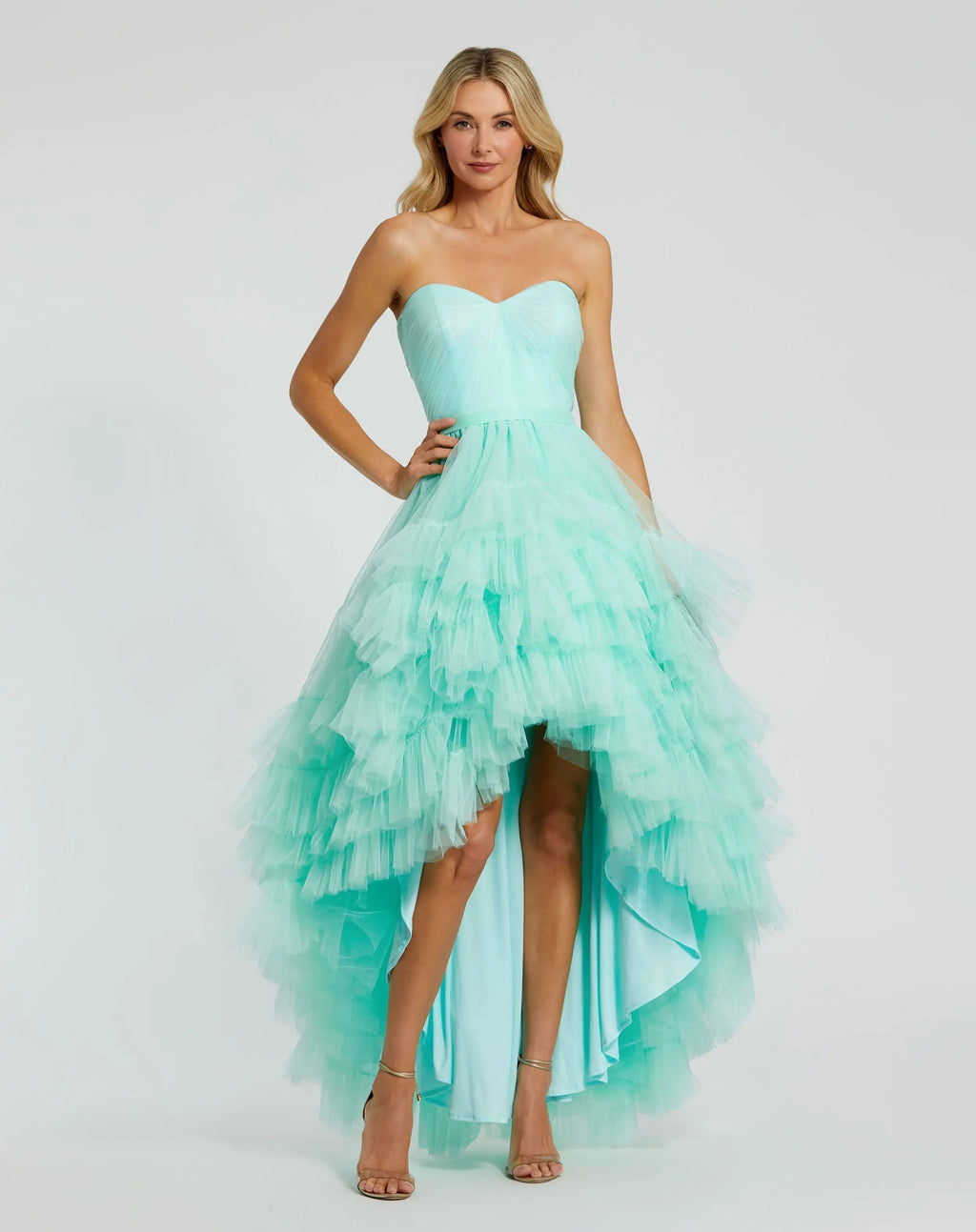 Women's Green Dress Strapless Ruched - Green Ruffle
