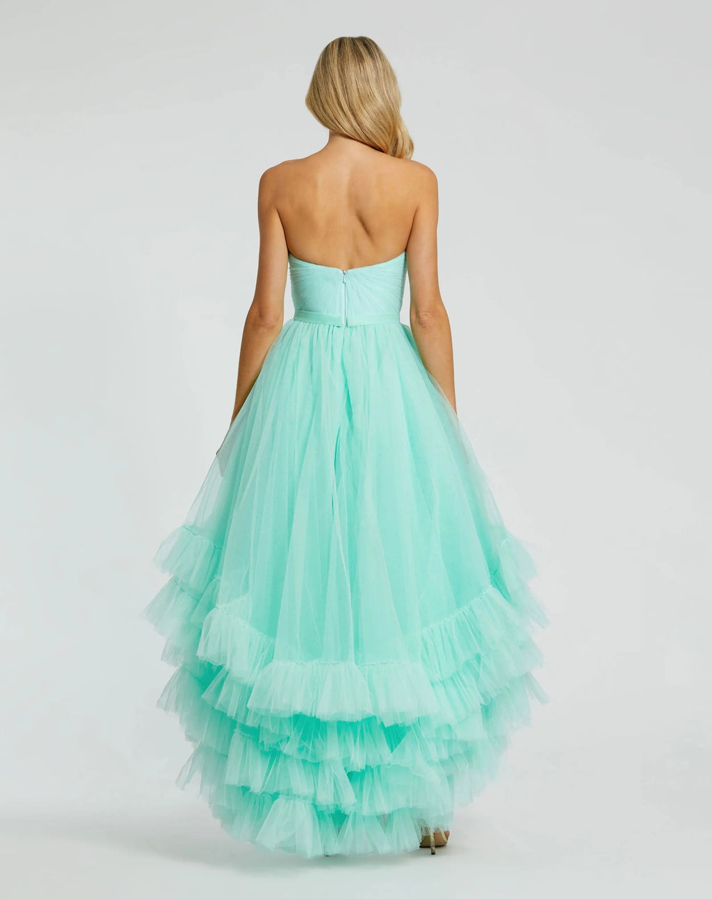 Women's Green Dress Strapless Ruched - Green Ruffle