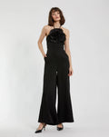 Women's Halter Neck Crepe Jumpsuit With Flower