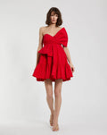 Women's Red Mini Dress Strapless - Red