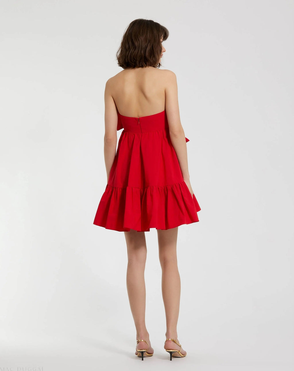 Women's Red Mini Dress Strapless - Red