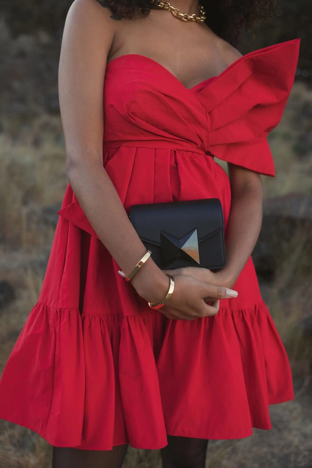 Women's Red Mini Dress Strapless - Red