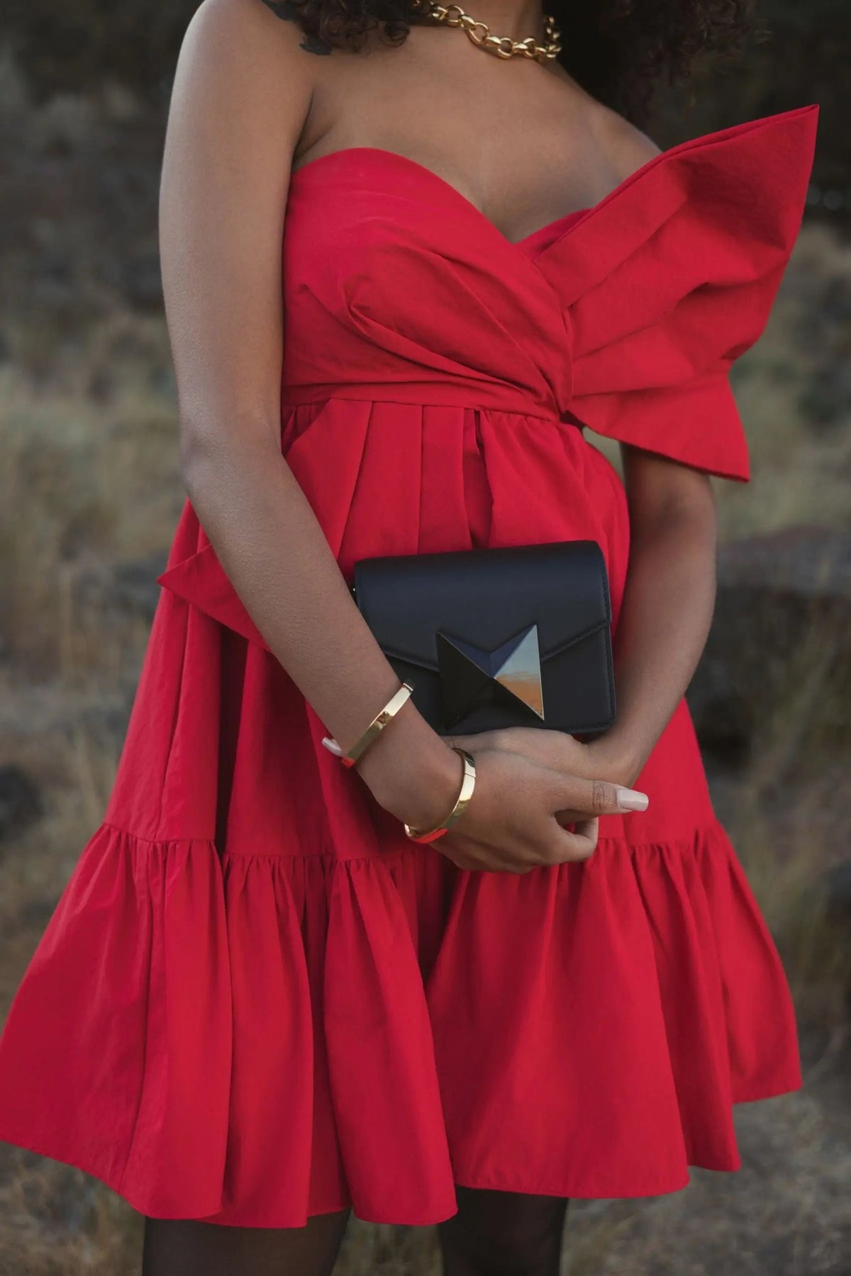 Women's Red Mini Dress Strapless - Red