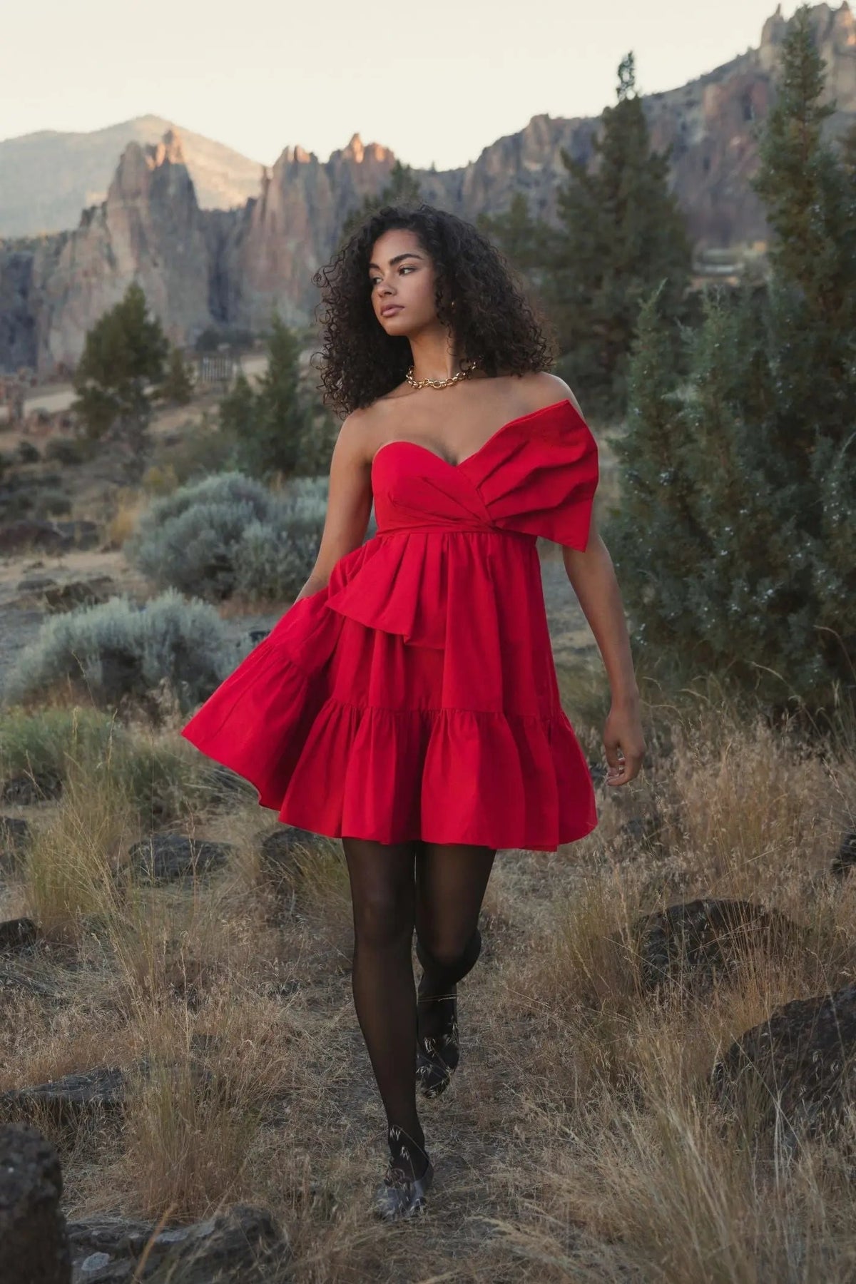 Women's Red Mini Dress Strapless - Red