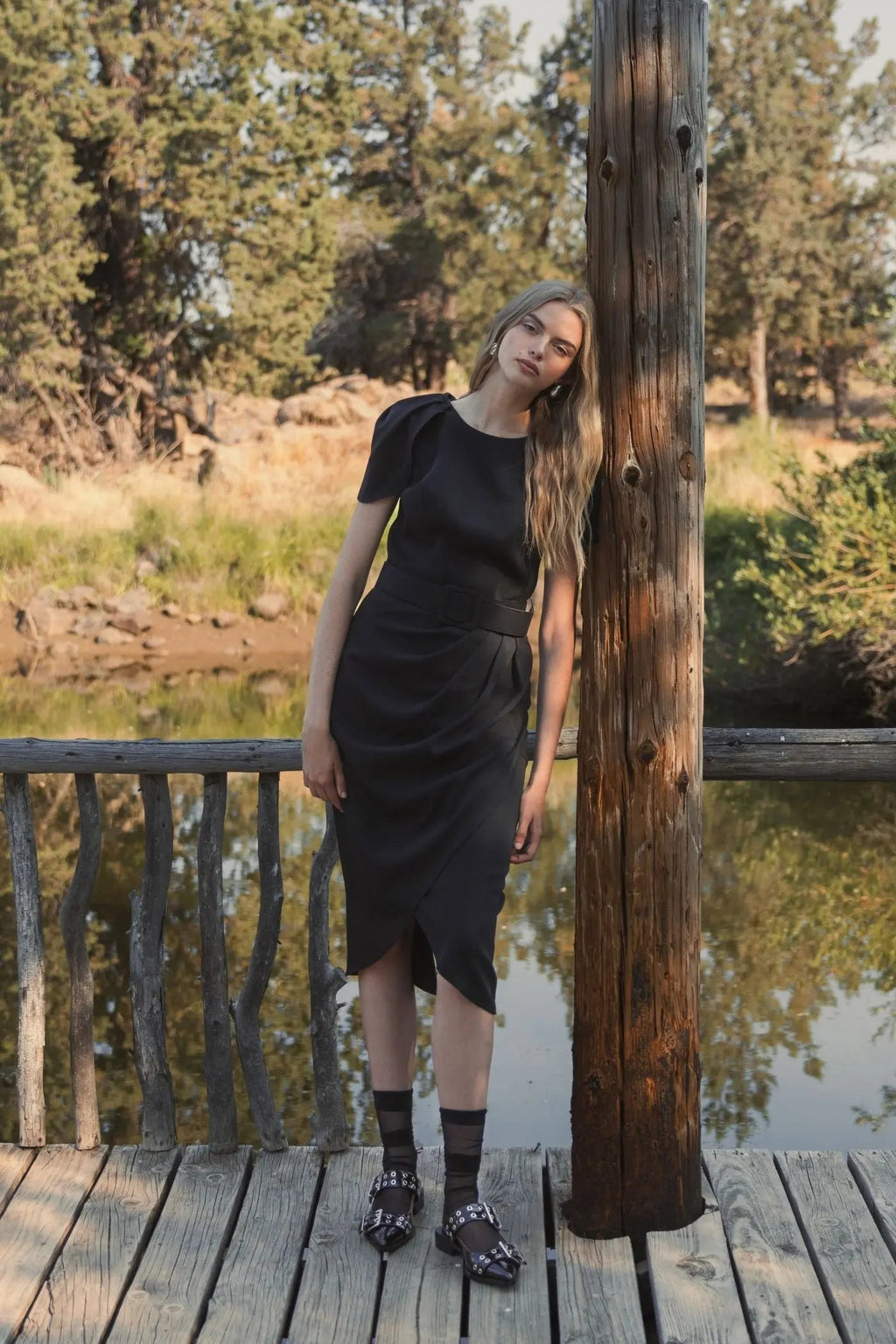 Women's Black Midi Dress - 20953