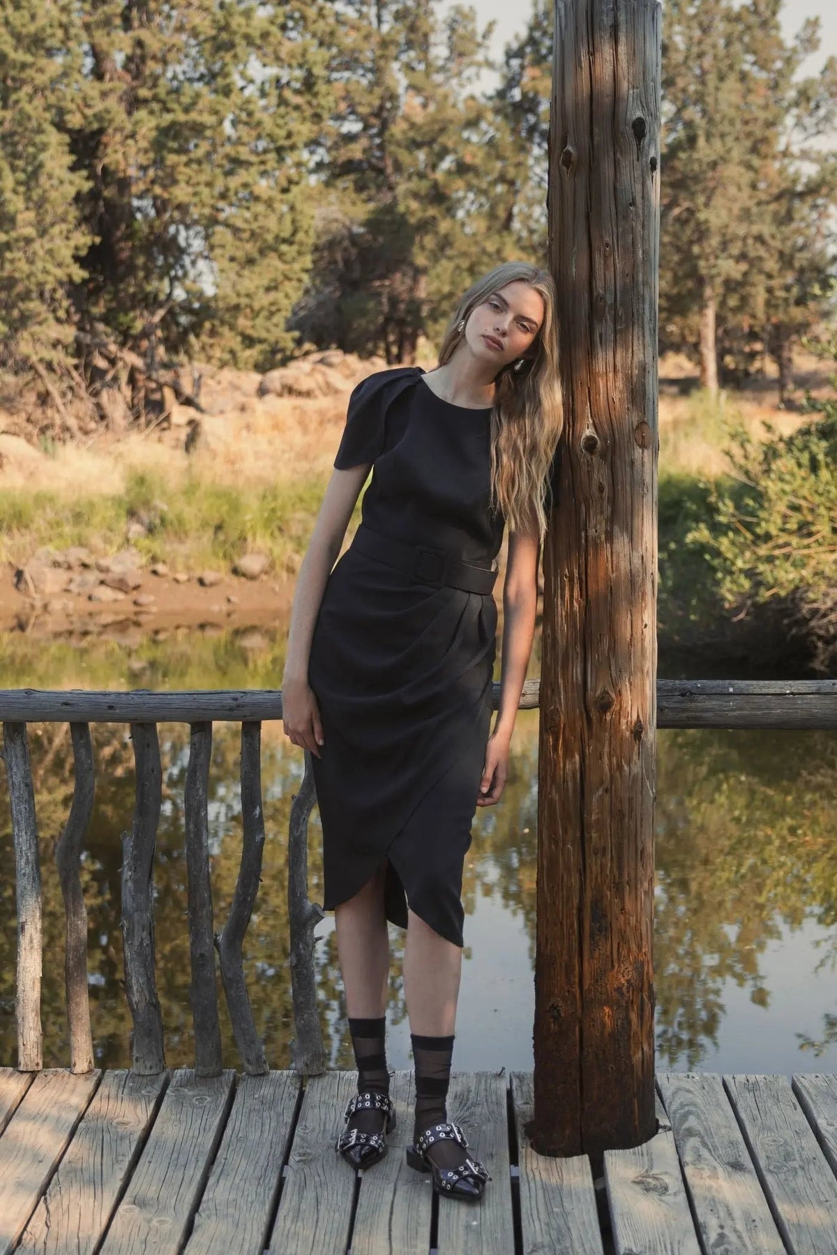 Women's Black Midi Dress - 20953