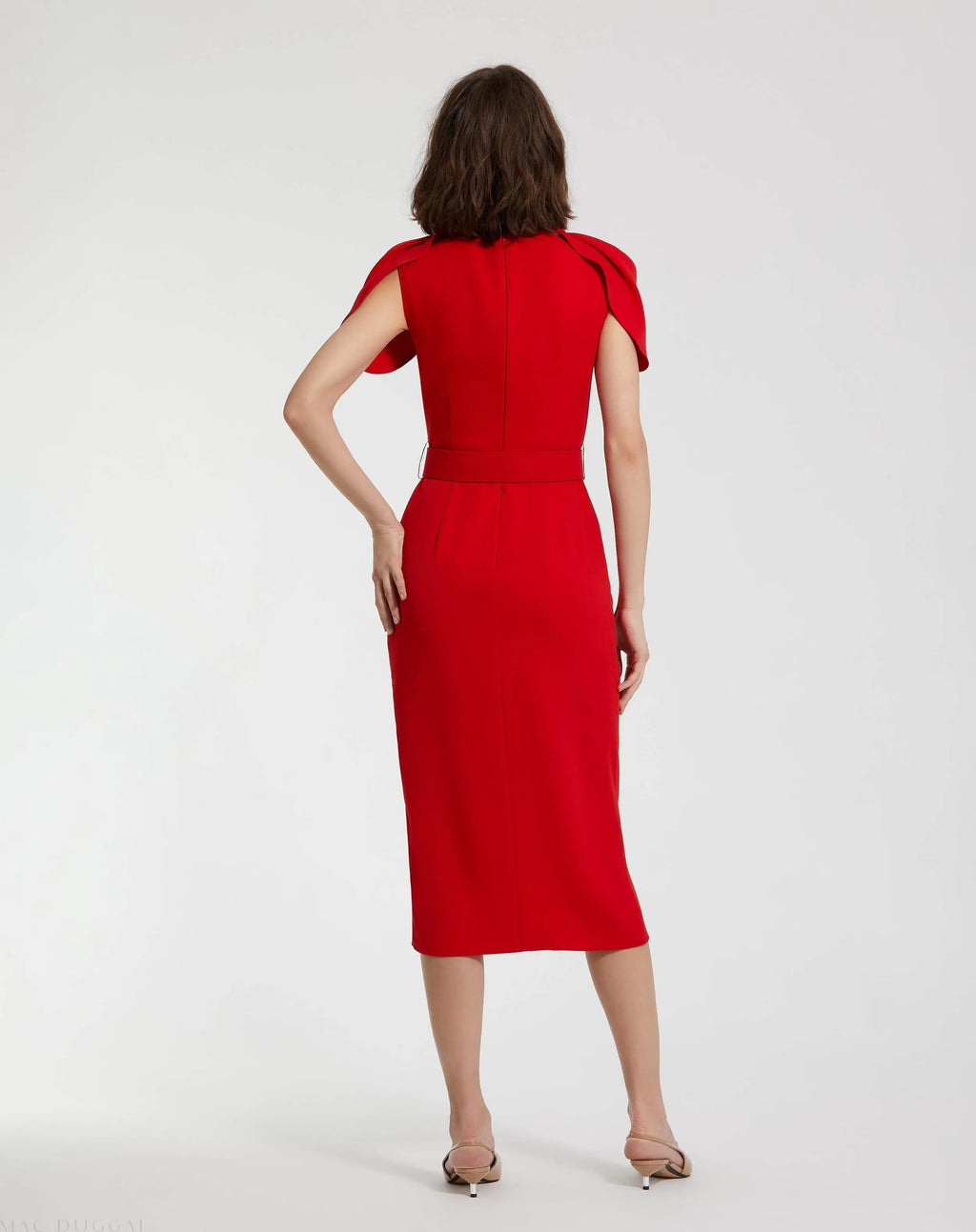 Women's Red Midi Dress - Belt Copy