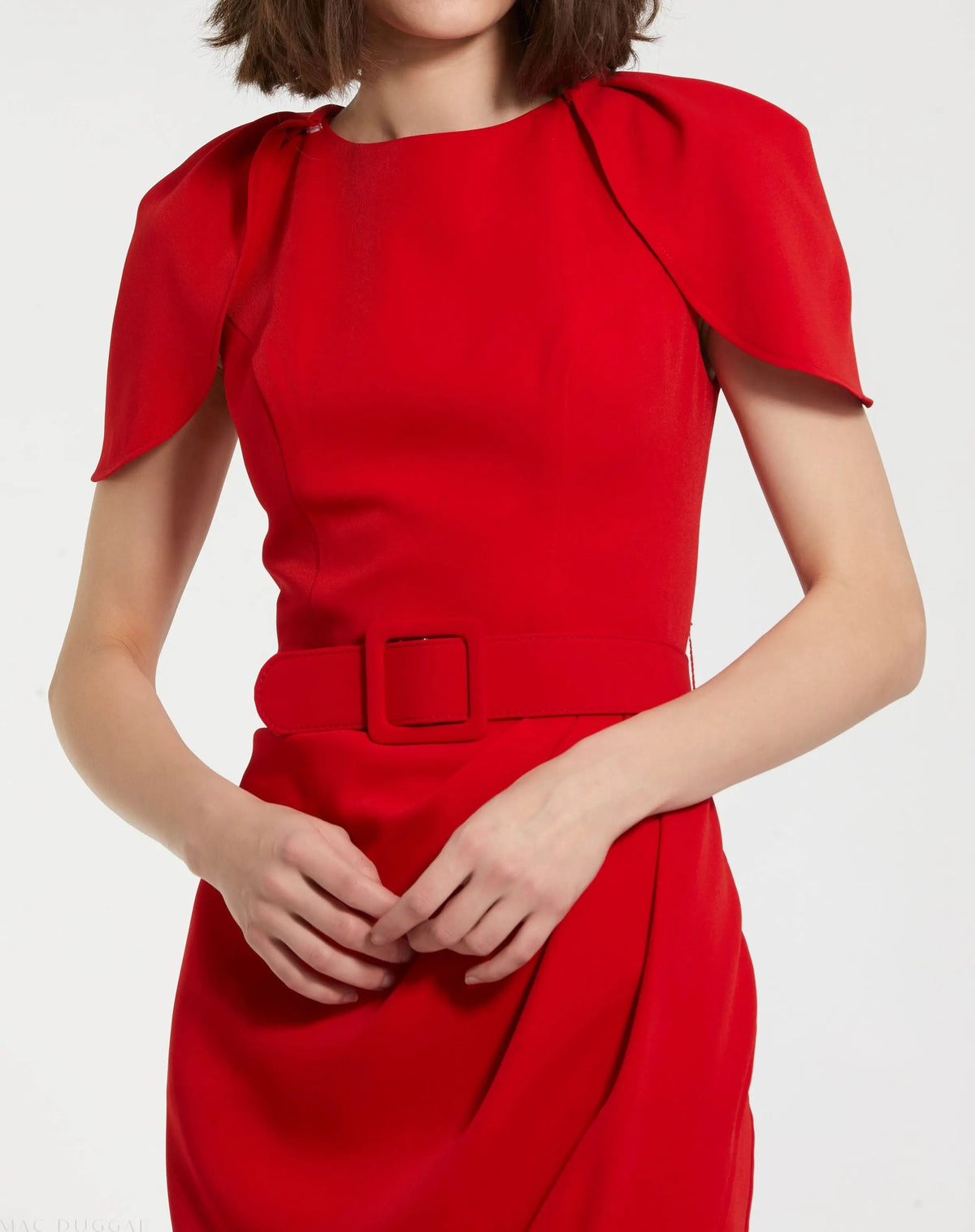 Women's Red Midi Dress - Belt Copy