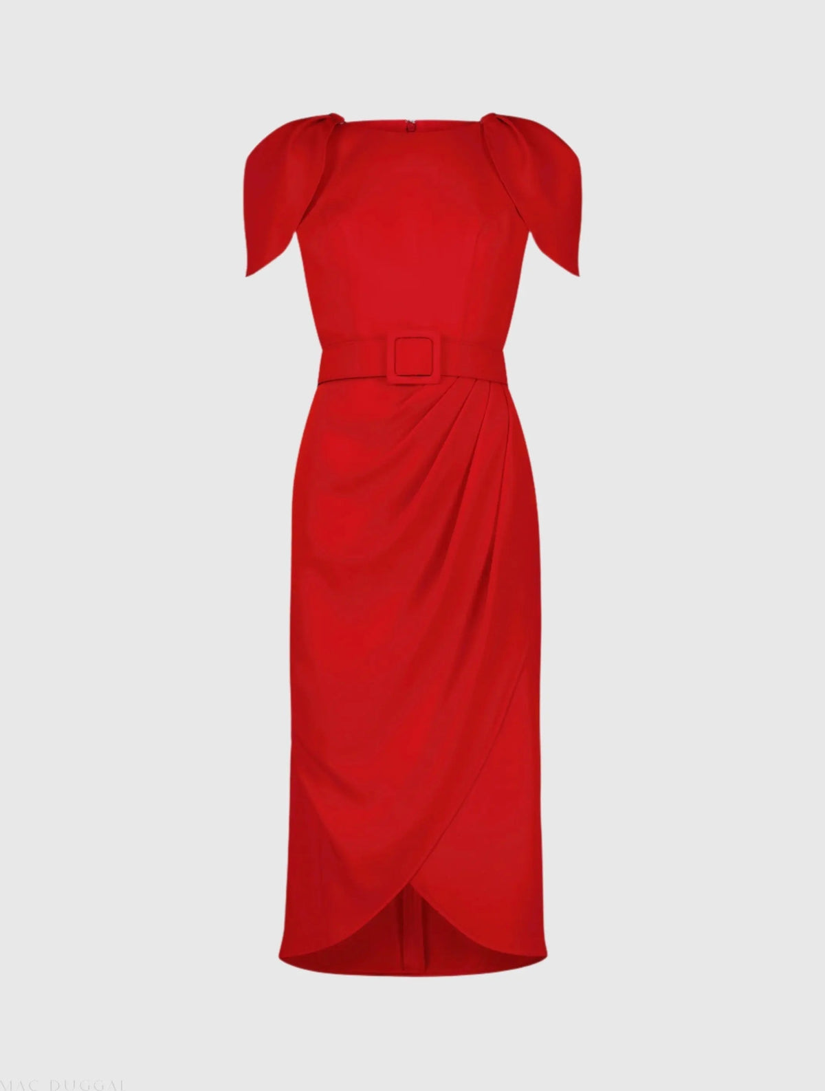 Women's Red Midi Dress - Belt Copy