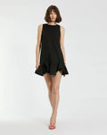 Women's Black Mini Dress Sleeveless - Black Ruffle