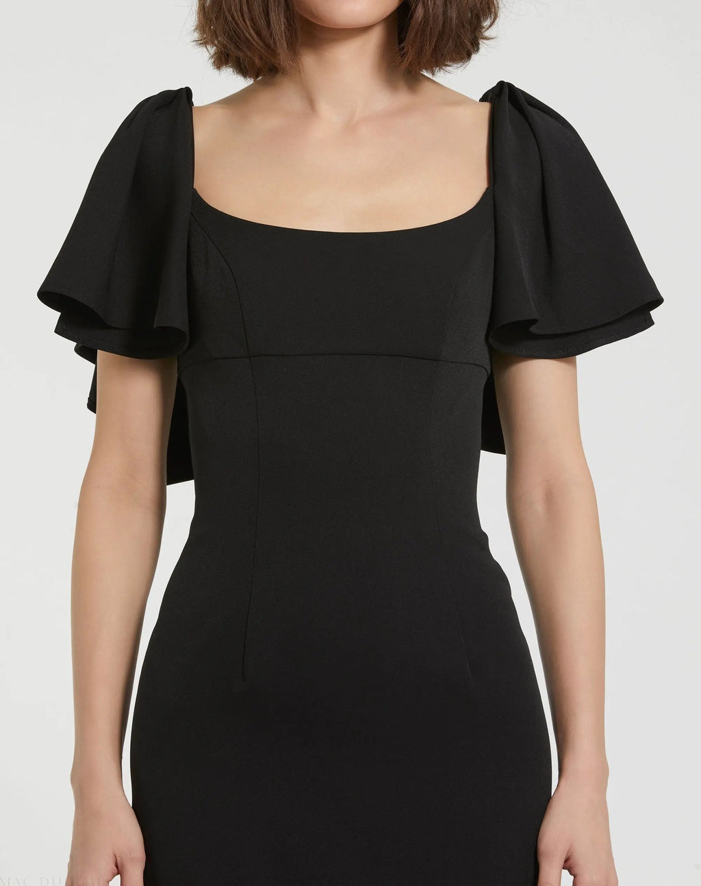 Women's Black Maxi Dress - Black Ruffle