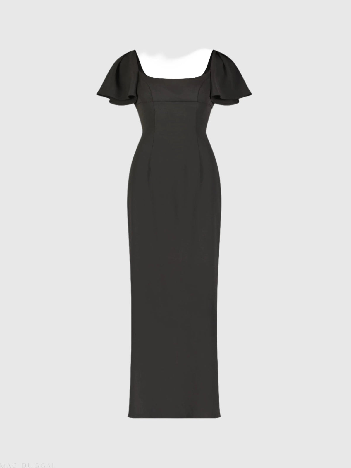 Women's Black Maxi Dress - Black Ruffle