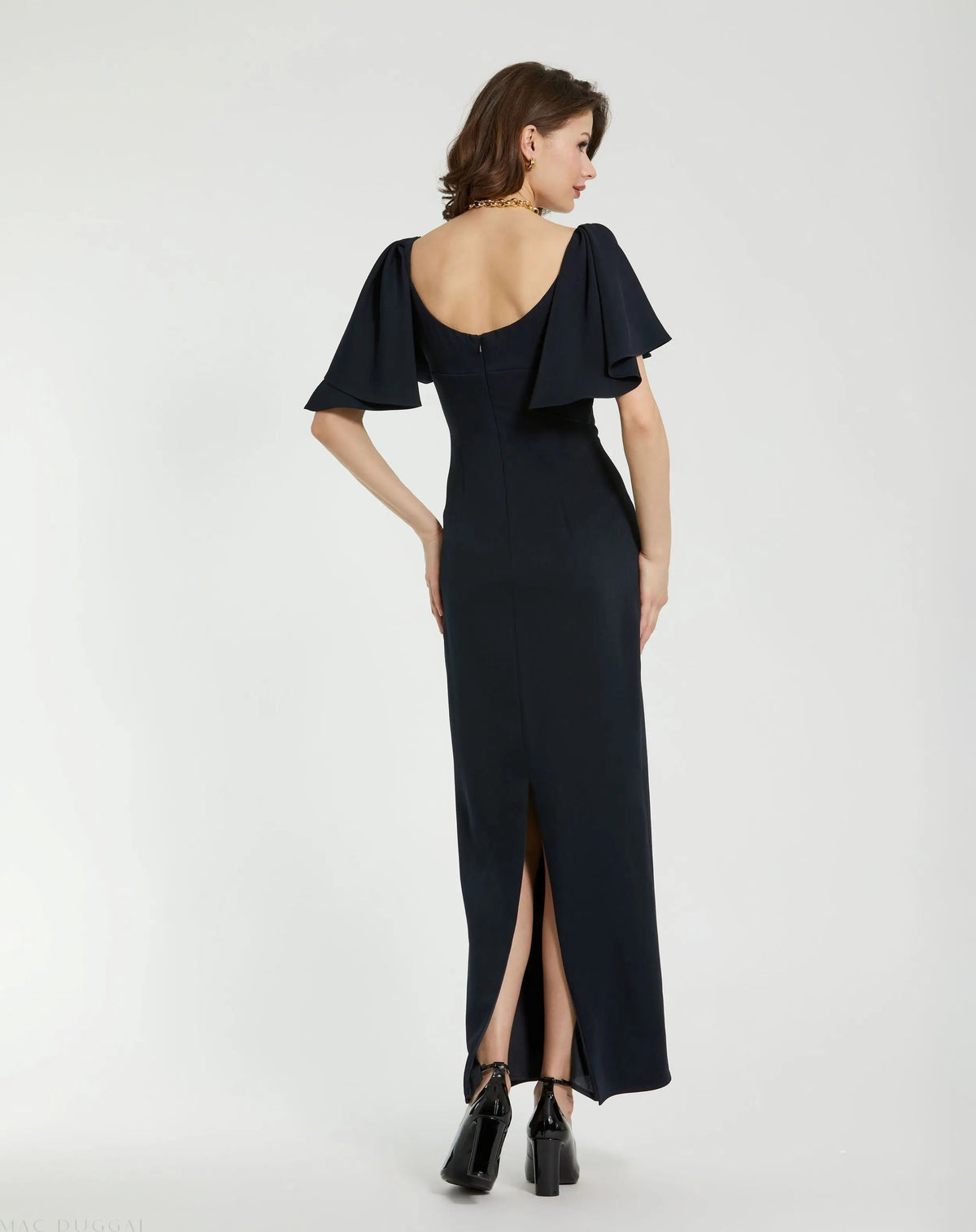 Women's Navy Dress - Black Ruffle