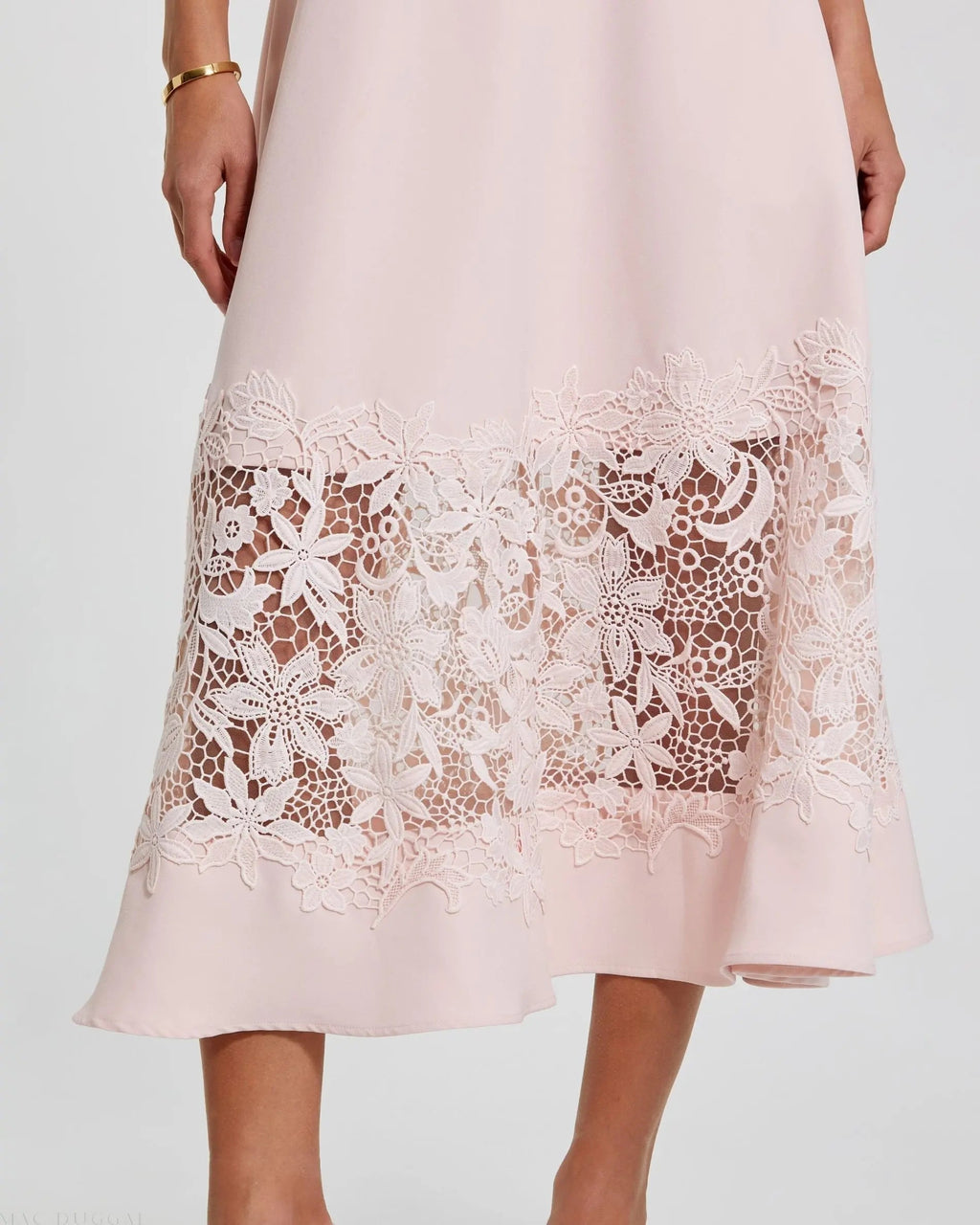 Women's Pink Midi Dress - Pink Lace