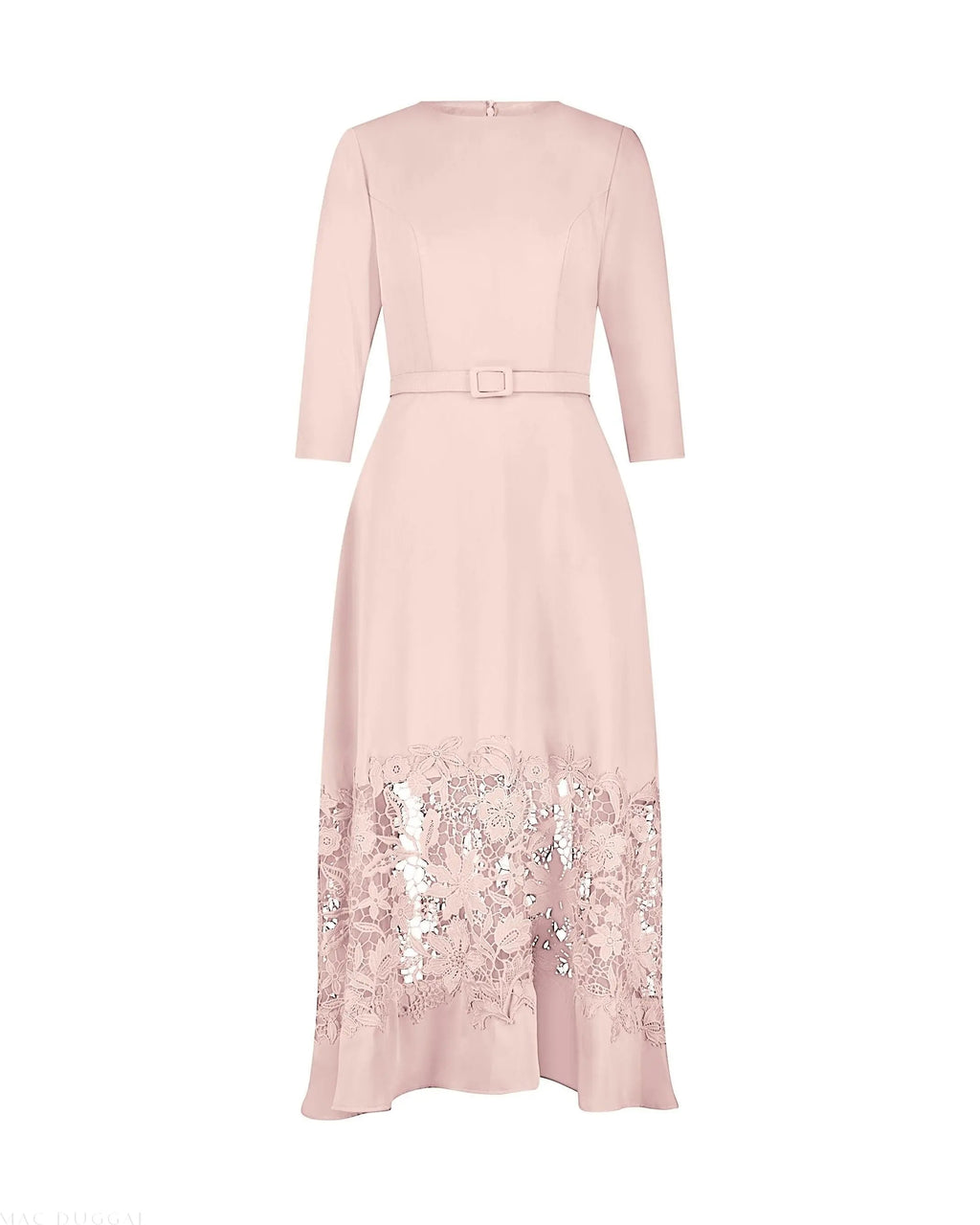 Women's Pink Midi Dress - Pink Lace