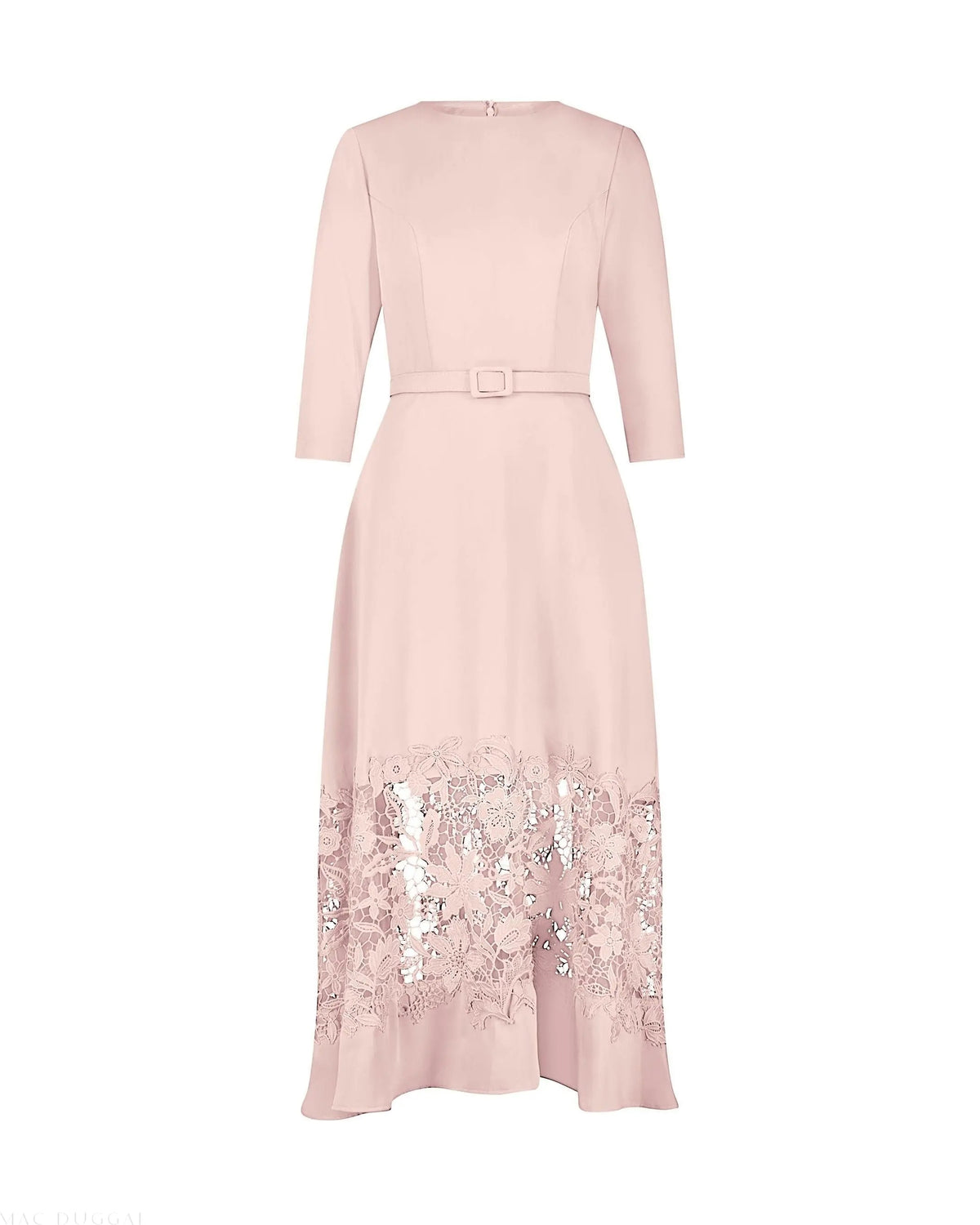 Women's Pink Midi Dress - Pink Lace