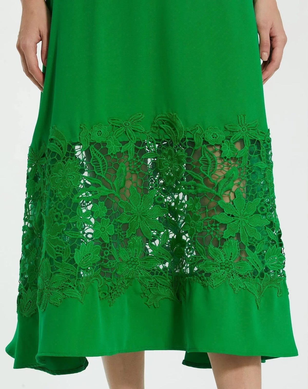 Women's Green Midi Dress - Green Lace