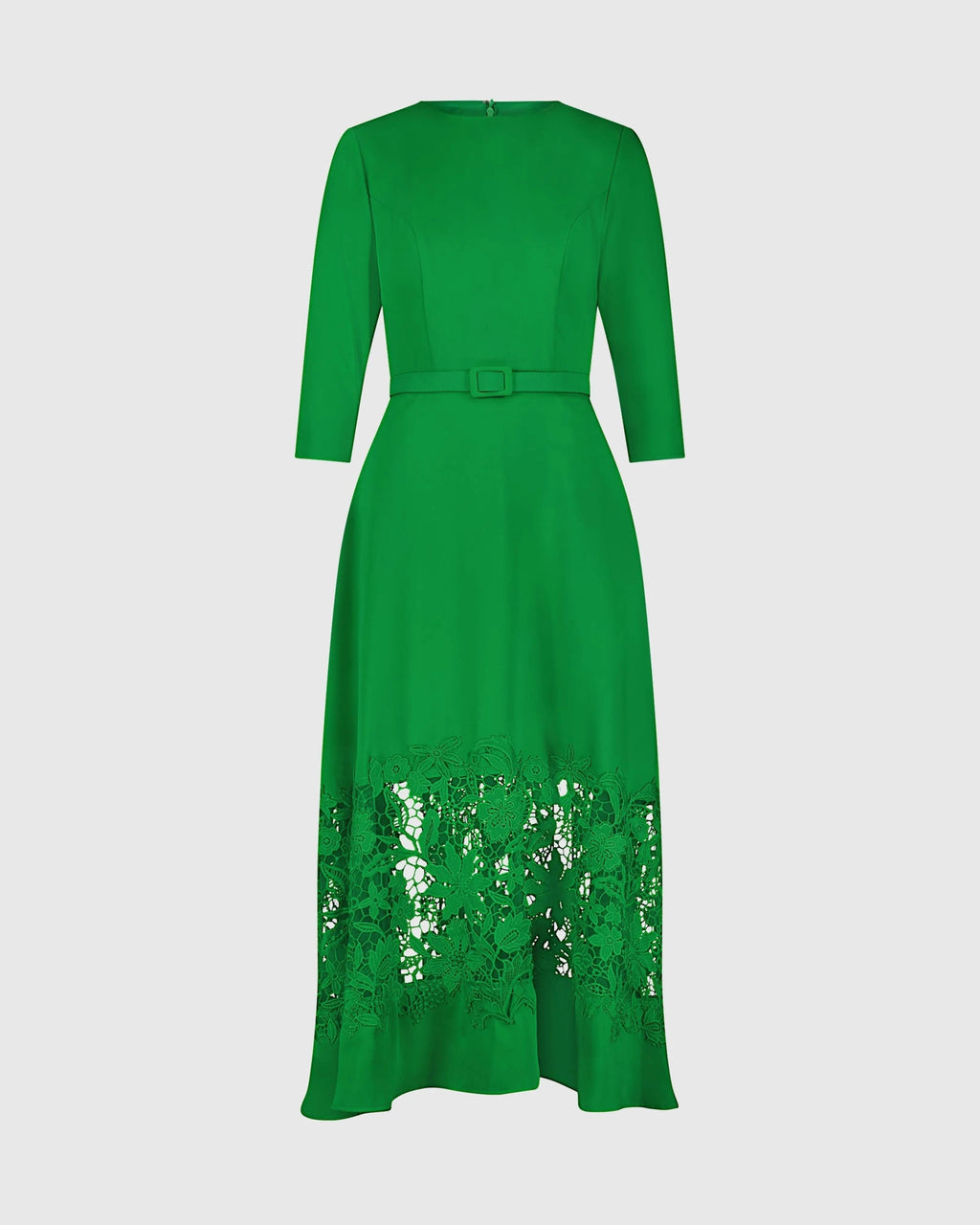 Women's Green Midi Dress - Green Lace