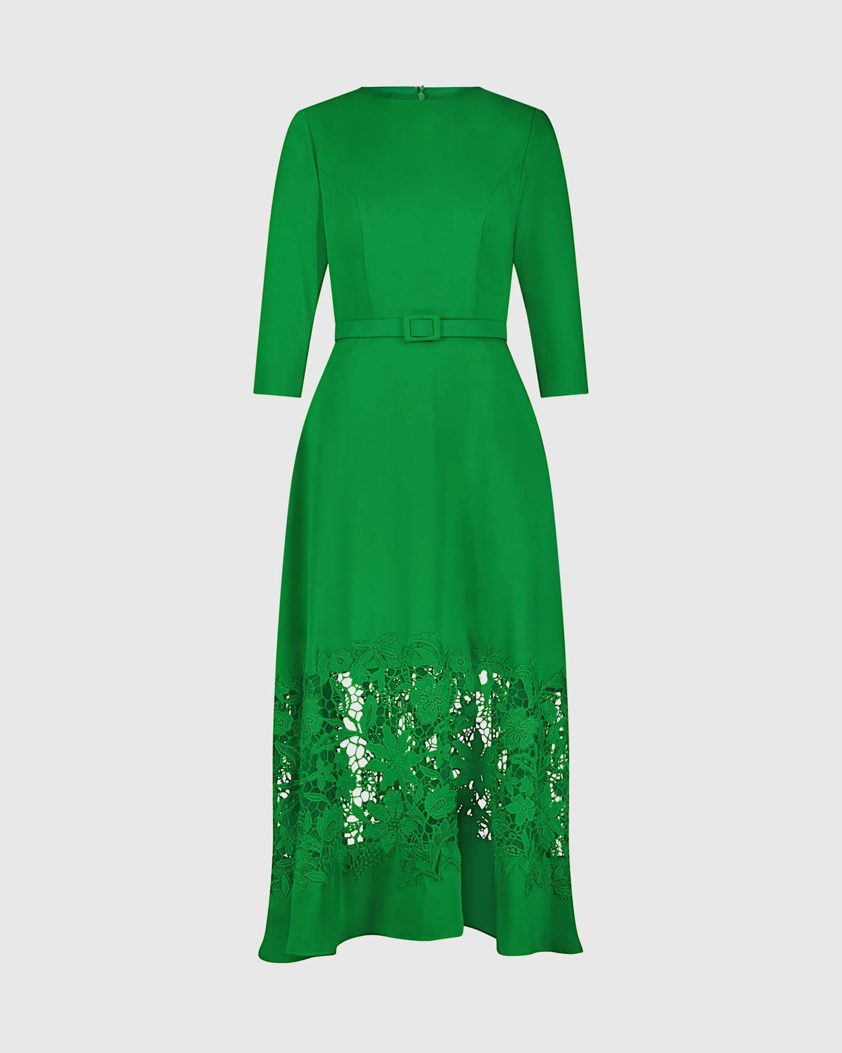Women's Green Midi Dress - Green Lace