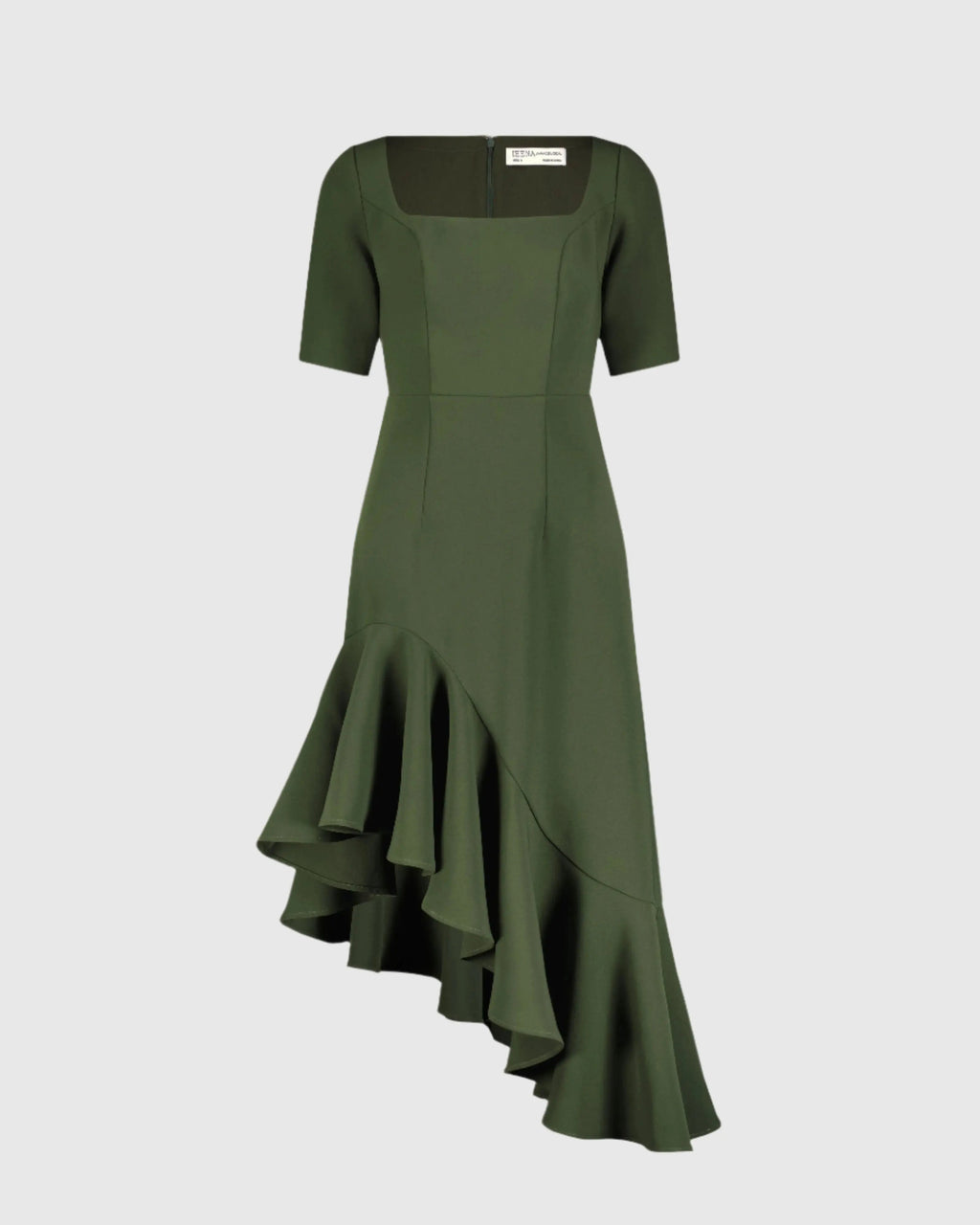 Women's Green Dress - Green Ruffle Asymmetrical