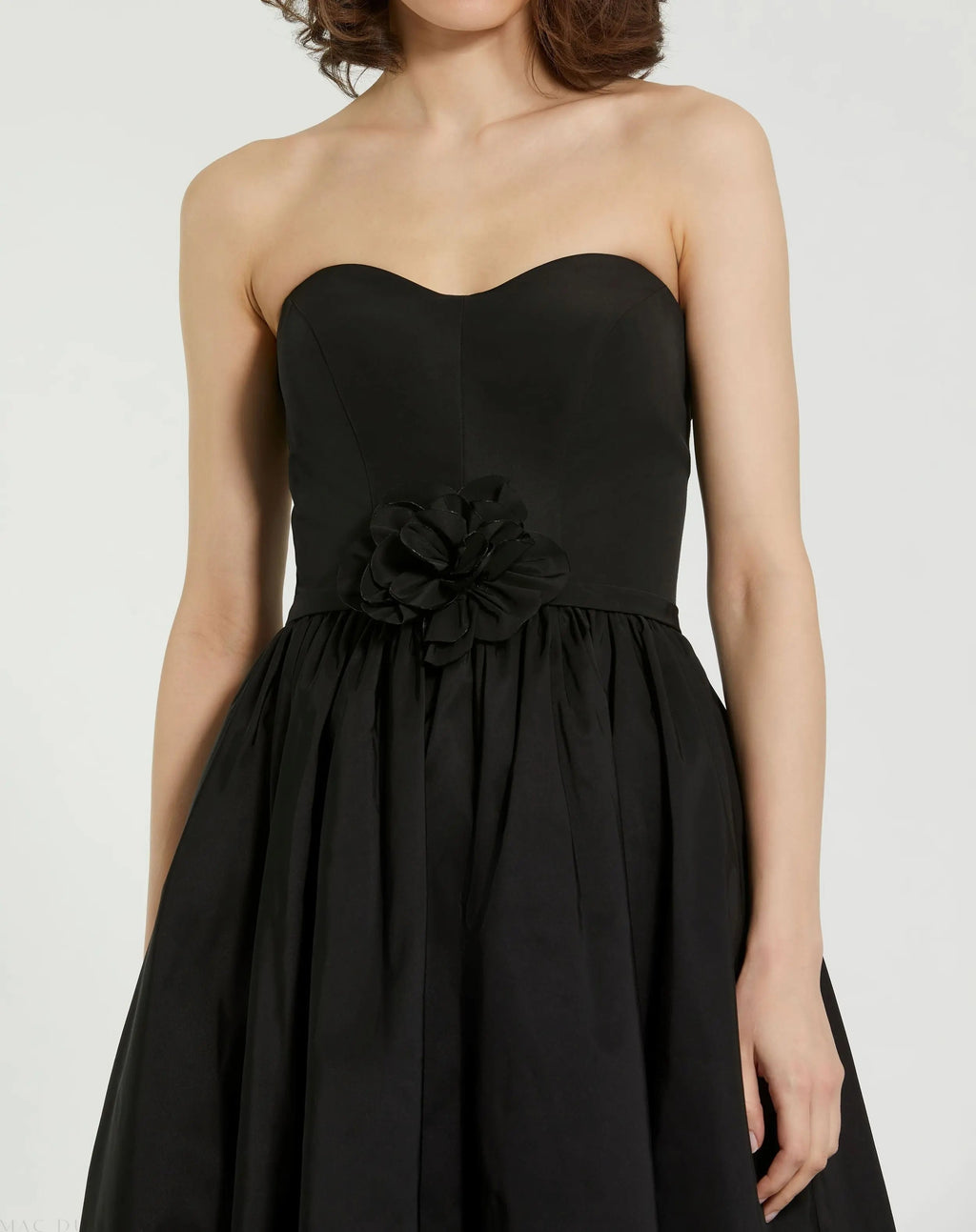 Women's Black Midi Dress Strapless - Black Floral