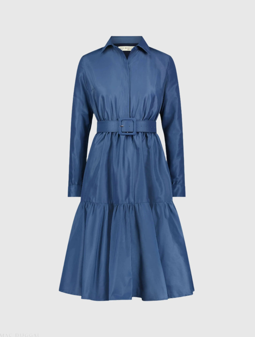 Women's Blue Midi Dress - Blue Ruffle