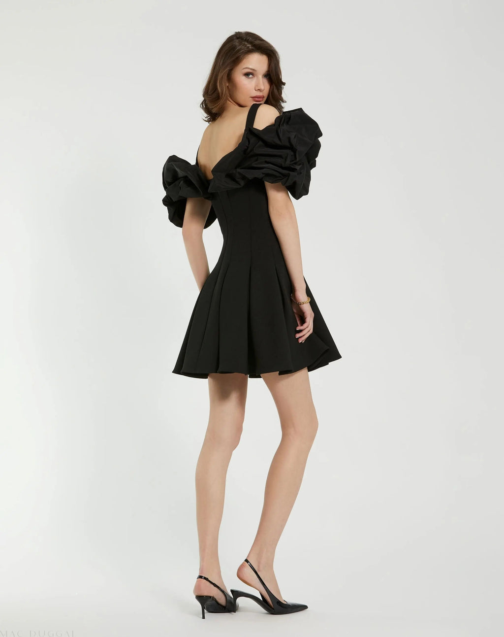 Women's Black Mini Dress - Black Ruffle