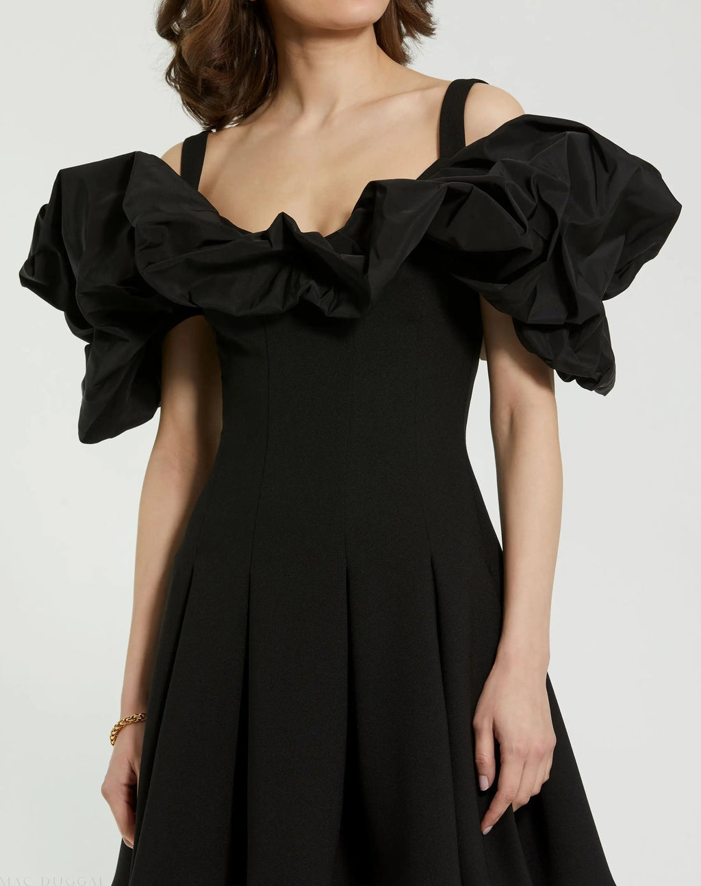 Women's Black Mini Dress - Black Ruffle