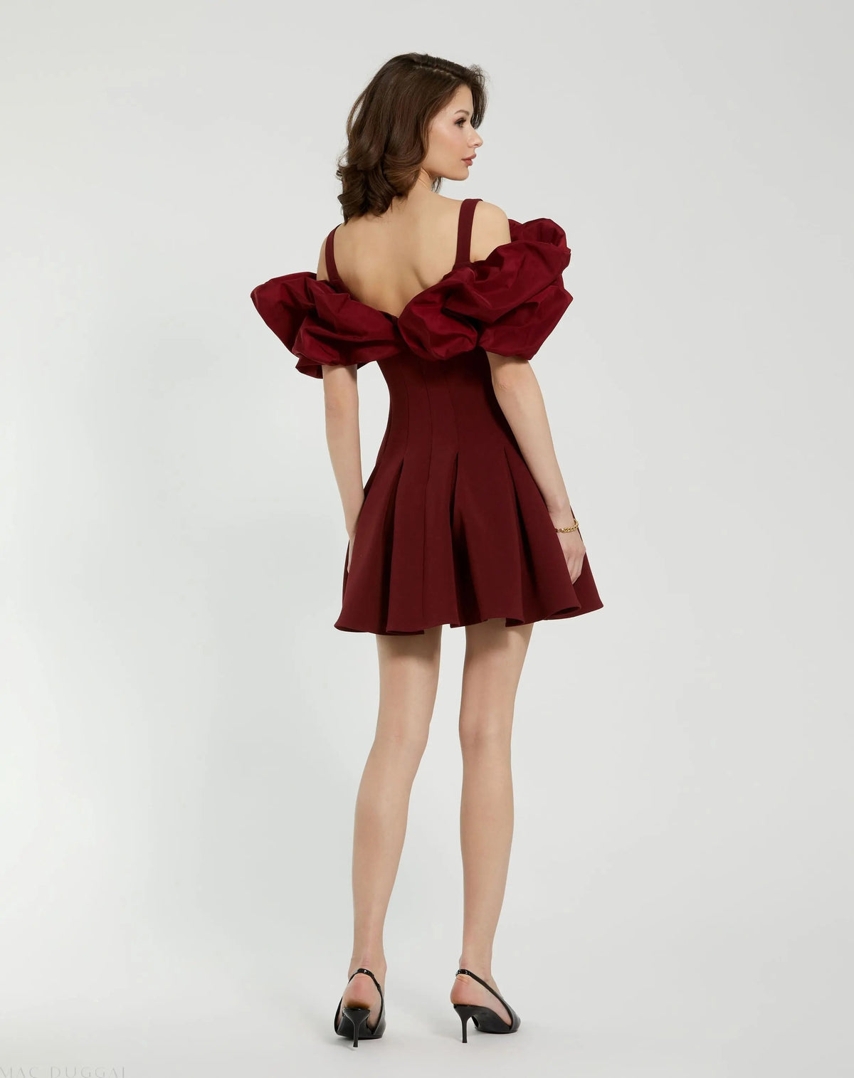 Women's Red Mini Dress - Red Lace Ruffle