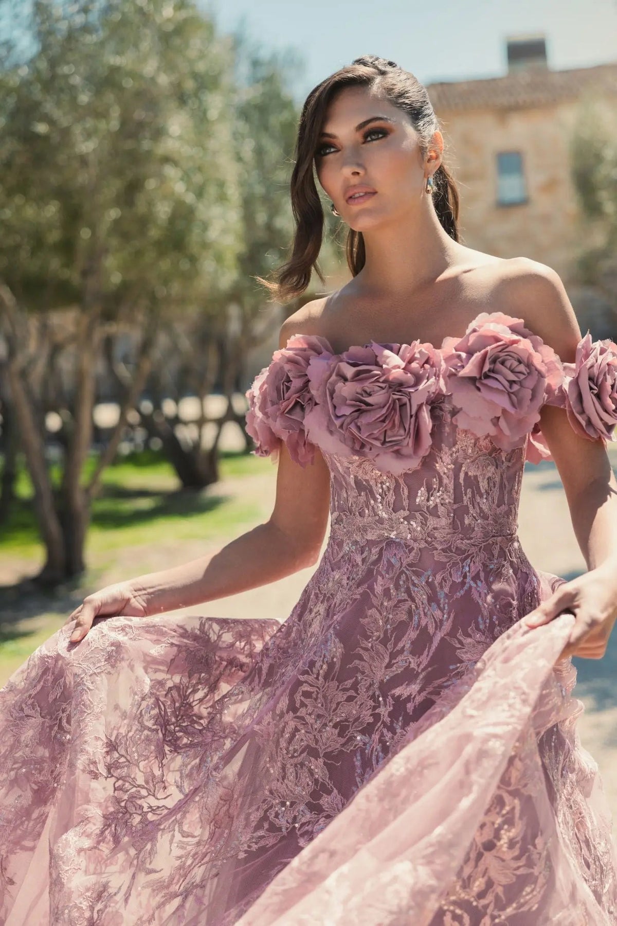 Women's Purple Dress Floral - Black Lace Mesh