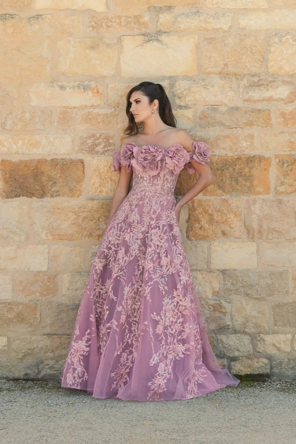 Women's Purple Dress Floral - Black Lace Mesh