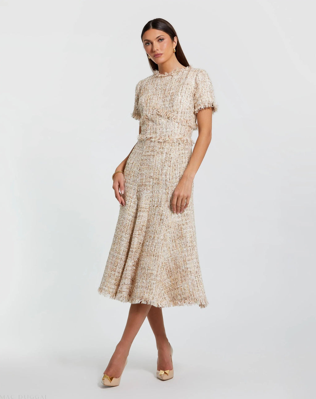 Women's Beige Midi Dress - Beige