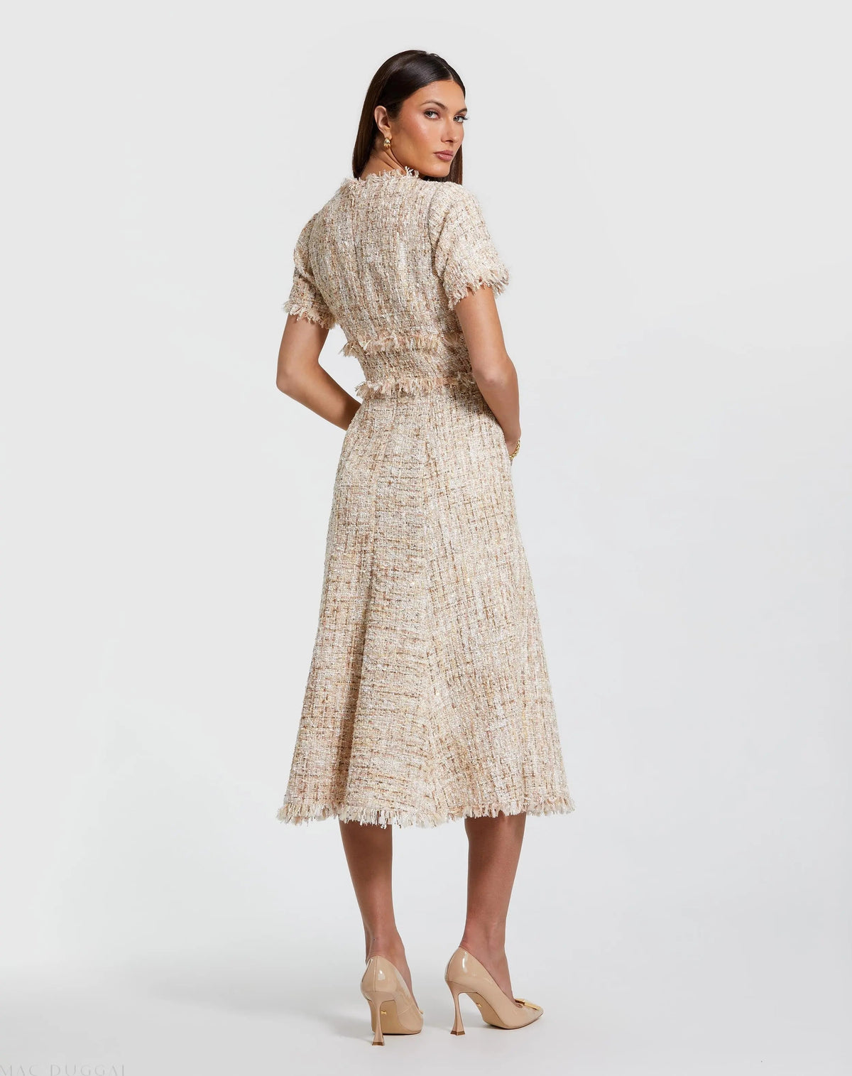 Women's Beige Midi Dress - Beige