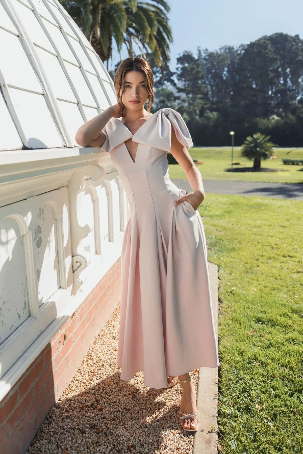 Women's Pink Midi Dress - 21046