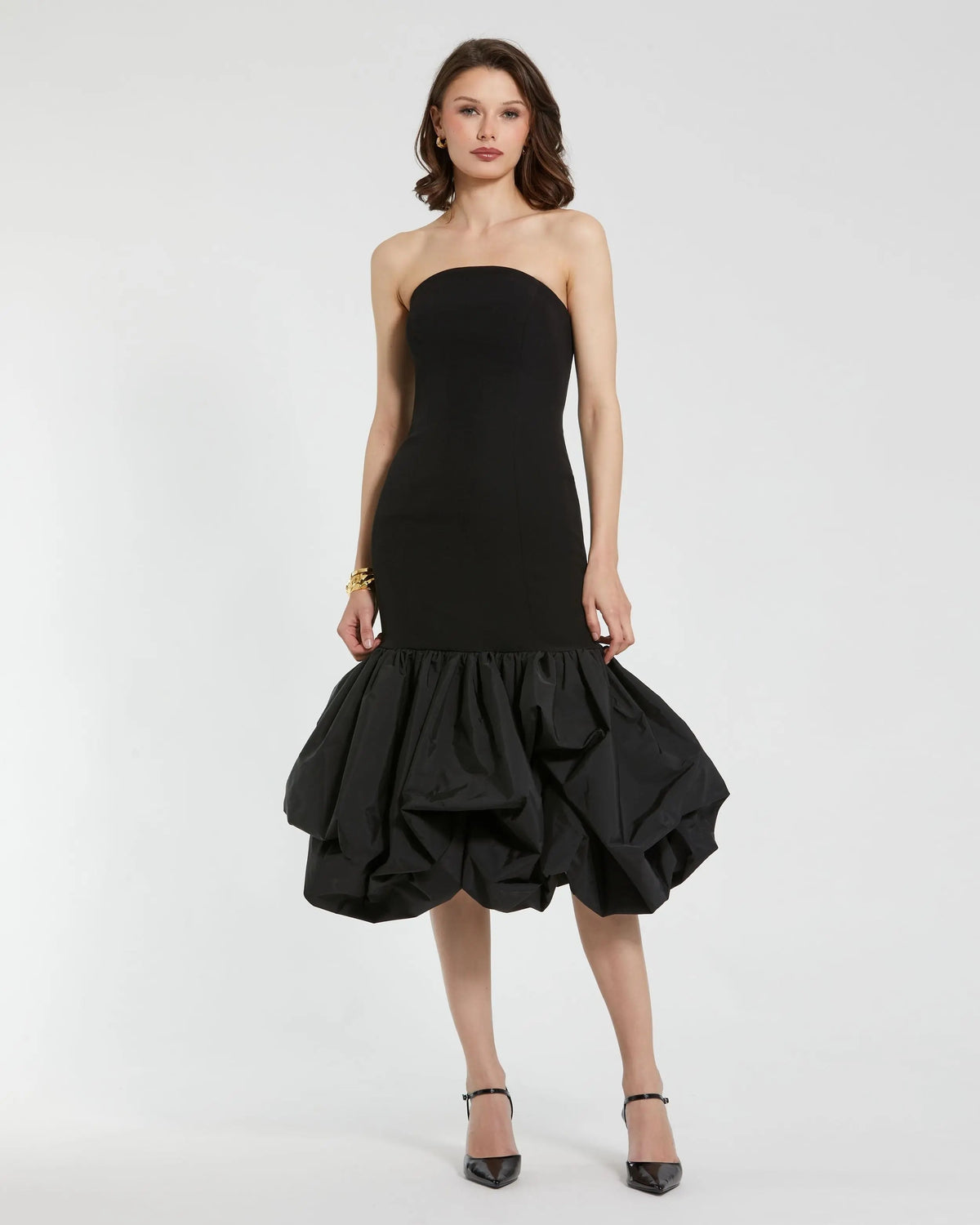 Women's Black Midi Dress Strapless - Black