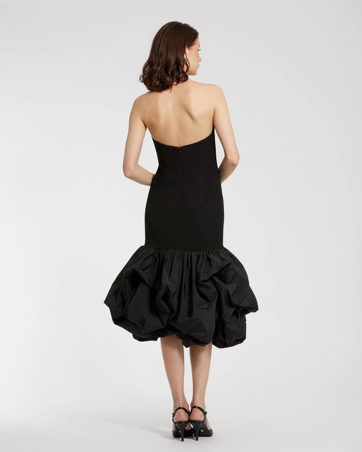 Women's Black Midi Dress Strapless - Black