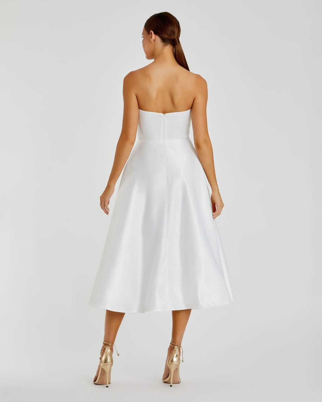 Women's White Midi Dress Satin Strapless