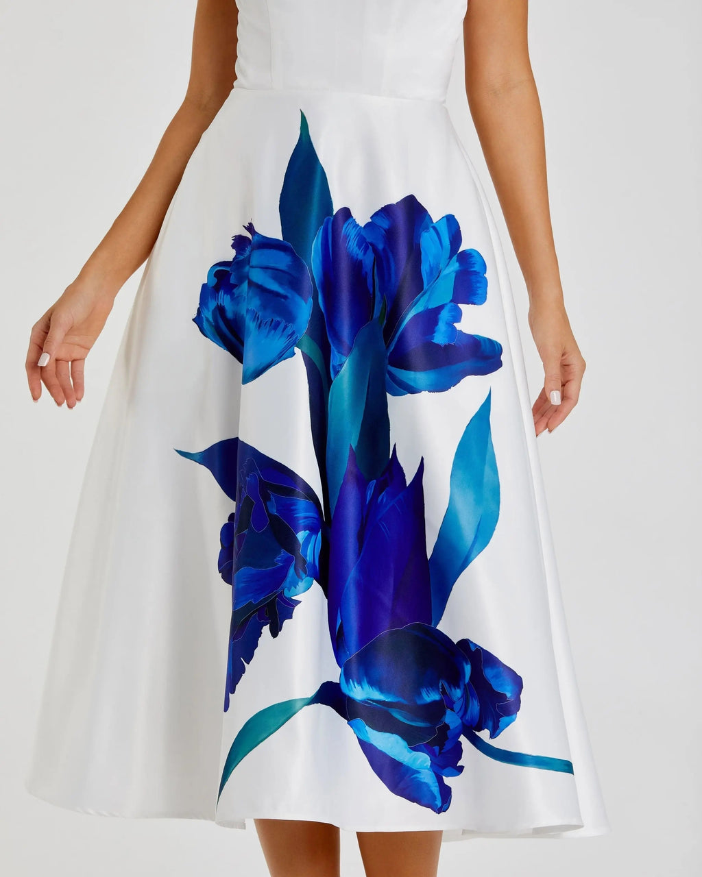Women's White Midi Dress Satin Strapless
