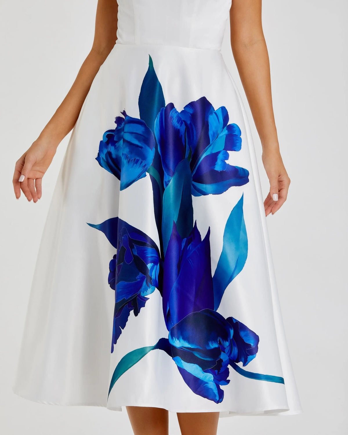 Women's White Midi Dress Satin Strapless