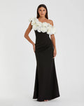 Women's Black Dress - Black One-Shoulder Pleated