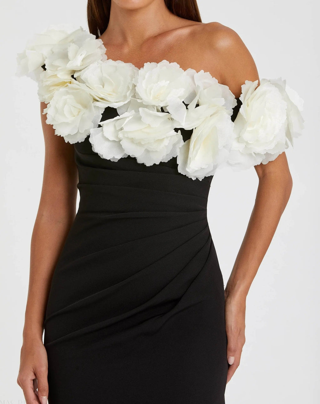 Women's Black Dress - Black One-Shoulder Pleated