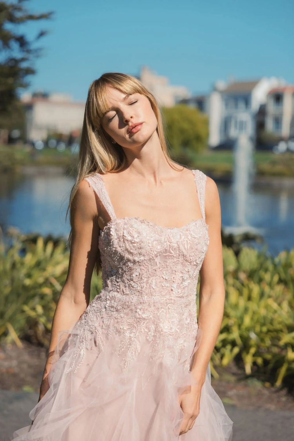 Women's Pink Dress - Pink Lace Ruffle