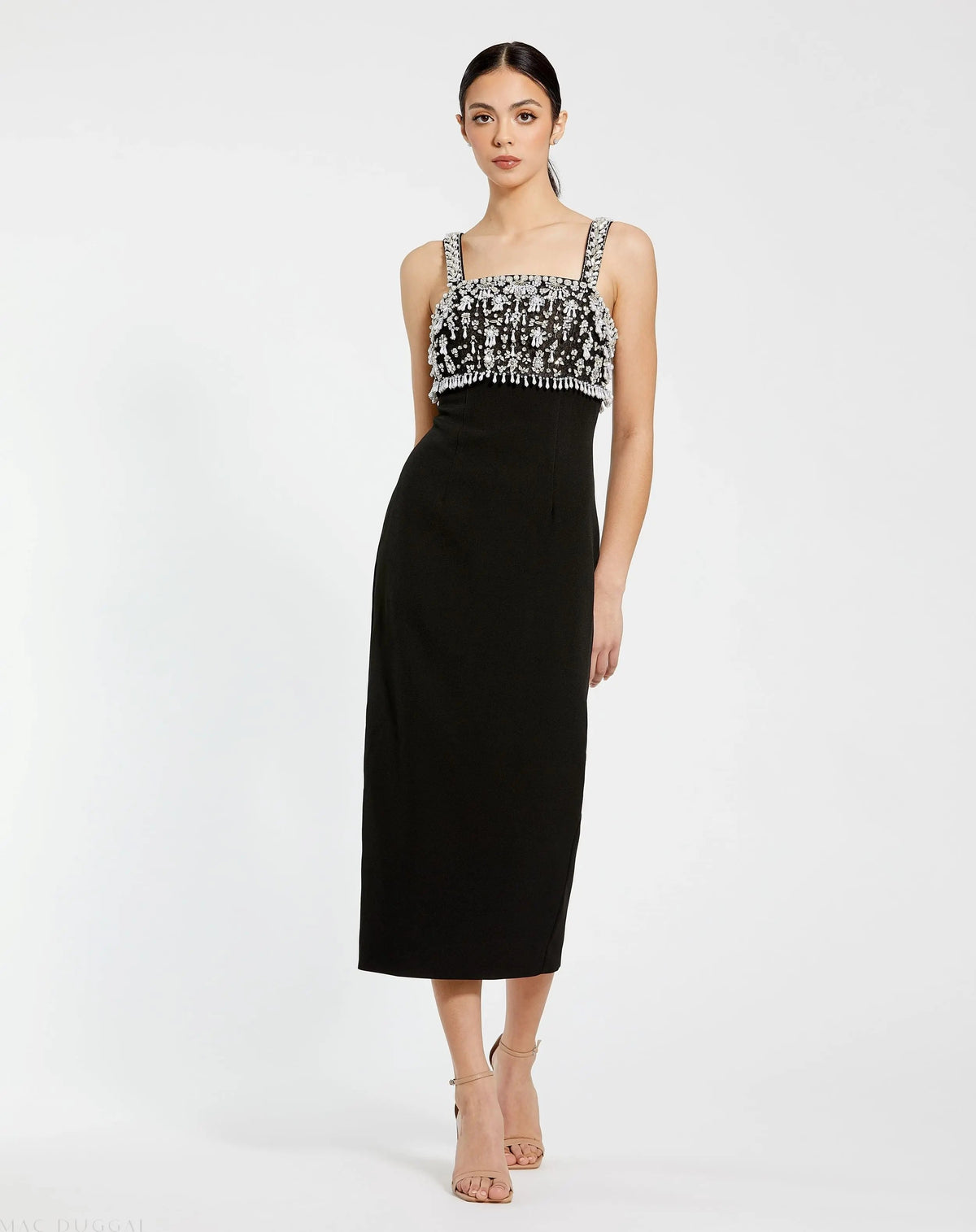 Women's Black Midi Dress - Black