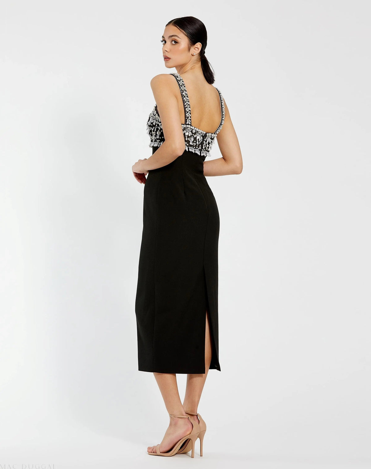 Women's Black Midi Dress - Black