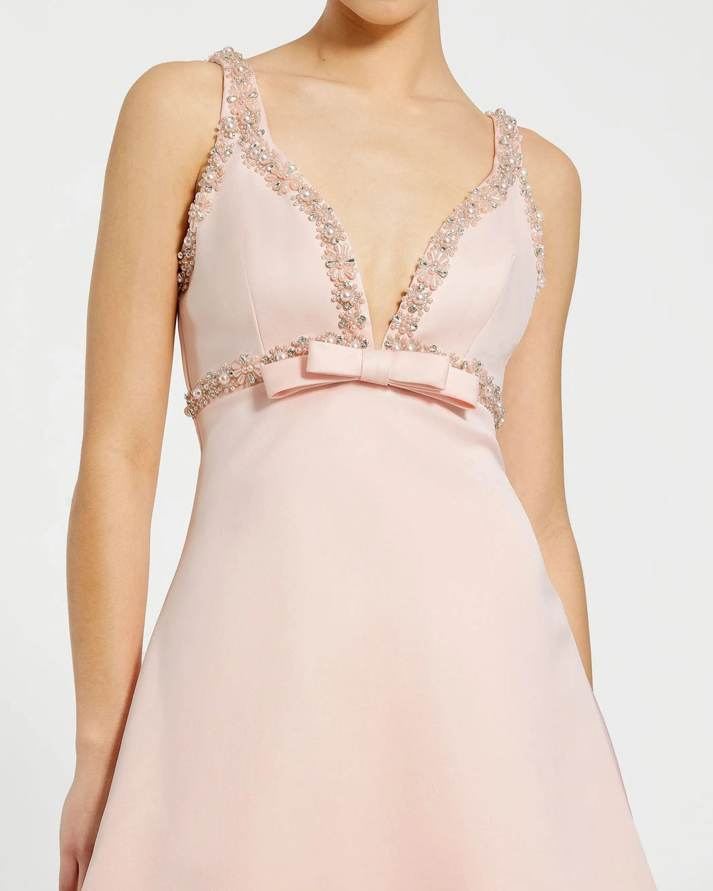 Women's Pink Mini Dress - Pink Satin